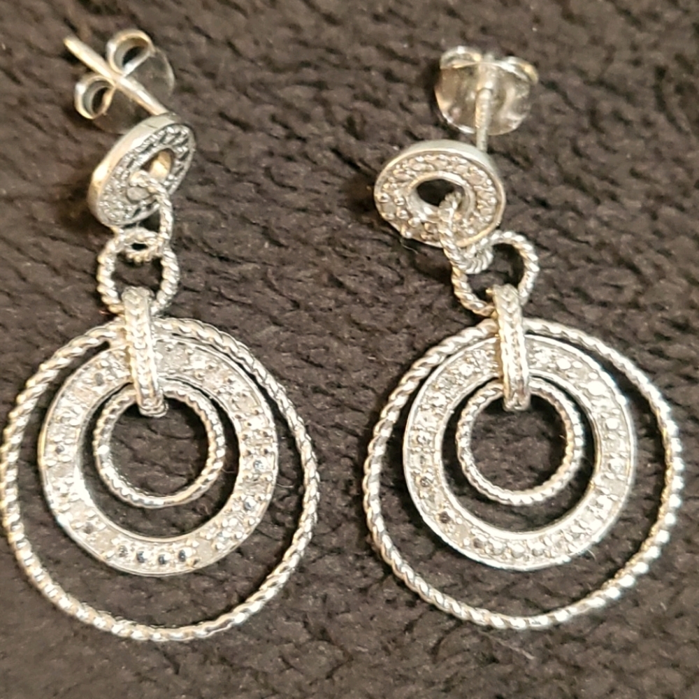Diamond earrings sterling silver